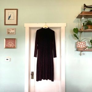 Red/Black Sparkle Mock-neck Dress
